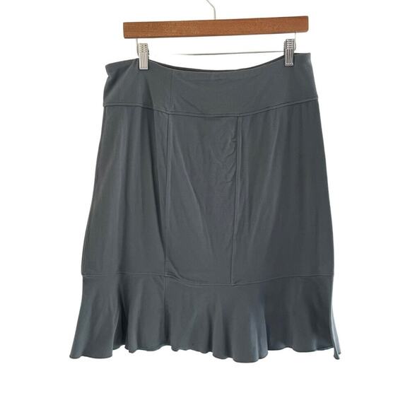 Athleta Gatsby Pull On Flounce Hem Skirt Gray Blue Size Medium 0627A - Picture 2 of 6